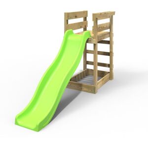 Rebo - Add-on Wooden Platform with 6FT Slide for Wooden Garden Swing Sets - Light Green - Light Green