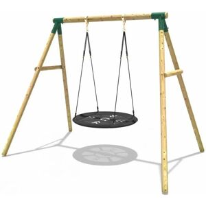 Wooden Garden Swing Set with Large Round Net Swing Seat - Mercury Green - Rebo