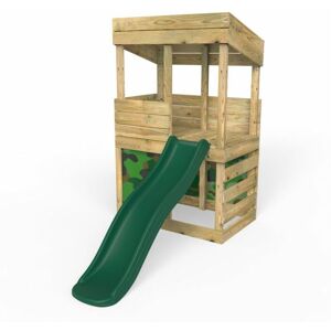 Children's Wooden Lookout Tower Playhouse with 6ft Slide - Den Set - Rebo