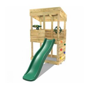 Children's Wooden Lookout Tower Playhouse with 6ft Slide - Adventure Set - Rebo