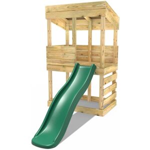 Children's Wooden Lookout Tower Playhouse with 6ft Slide - Rebo