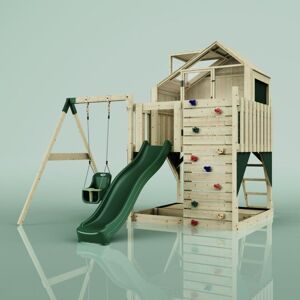 Rebo Polarplay Kids Climbing Tower & Playhouse - Swing Eerika Green - Brown