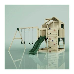 Rebo Polarplay Kids Climbing Tower & Playhouse - Swing Haldor Green - Brown