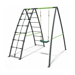 Steel Series Metal Children's Swing Set with Up and Over Wall - Single Swing Green - Rebo