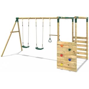 Wooden Children's Garden Swing Set with Monkey Bars - Comet Green - Rebo