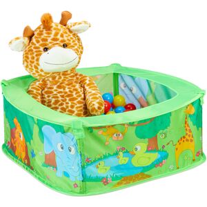 Relaxdays - Ball Pit Baby, Zoo Play Pen With 50 Balls, Square, Pop-up, hwd 29 x 80 x 80 cm, Ball Pool, Green