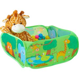 Ball Pool Baby, 50 Colourful Balls, Square Zoo Play Pen, Pop Up, hwd: 34 x 71 x 71 cm, Ball Pit, Green - Relaxdays