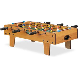 Foosball Game, For Kids and Adults, Tabletop Football Soccer Game, Wood Look, w x d 69 x 37 cm, Green-Brown - Relaxdays