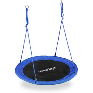 Outdoor Nest Swing for Kids & Adults, ø 110 cm, For up to 100 kg, Round Swing, Blue - Relaxdays