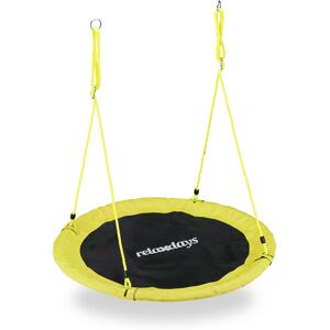 Outdoor Nest Swing for Kids & Adults, ø 110 cm, For up to 100 kg, Round Swing, Yellow - Relaxdays