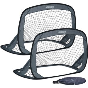 Relaxdays - Pop-up Goal, Set of 2, for Football, Folding, with Travel Bag, Games, Portable, HxWxD: 78 x 121 x 80 cm, Grey