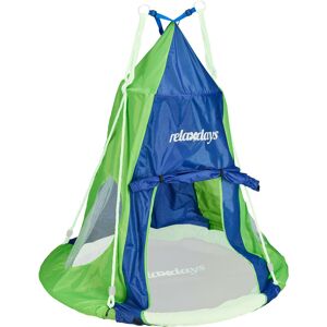 Tent For Swing Nest, Cover for Swinging Seat Disc, Hanging Swivel Chair Accessory, 110 cm, Blue/Green - Relaxdays