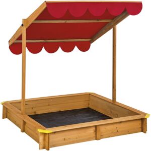 Tectake - Sandpit Emilia with adjustable roof - kids sandpit, wooden sandpit, childrens sandpit - red - red