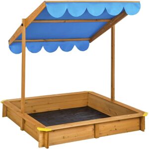 Tectake - Sandpit Emilia with adjustable roof - kids sandpit, wooden sandpit, childrens sandpit - blue - blue