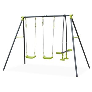 SWEEEK 3-piece swing set - Swing set with 2 swings and 1 tandem swing, swing height 195cm - Tramontane - Green