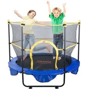 VEVOR 5FT Trampoline for Kids, 60' Indoor Outdoor Trampoline with Safety Enclosure Net, Basketball Hoop and Ocean Balls, Mini Toddler Recreational