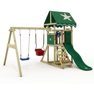 wickey Climbing frame play tower DinkyStar for toddlers with slide and children's swing, baby swing with safety belts, 10 years guarantee - green - green