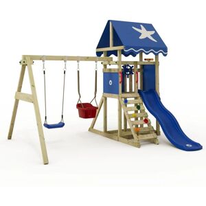 wickey Climbing frame play tower DinkyStar for toddlers with slide and children's swing, baby swing with safety belts, 10 years guarantee - blue - blue