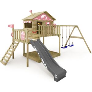 wickey Wooden climbing frame Smart Coast with swing set and slide, Playhouse on stilts for kids with sandpit, climbing ladder & play-accessories