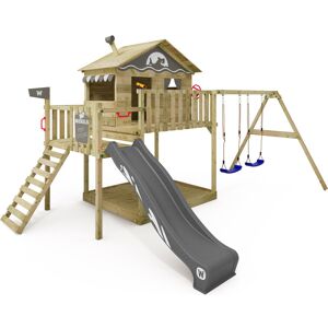 wickey Wooden climbing frame Smart Coast with swing set and slide, Playhouse on stilts for kids with sandpit, climbing ladder & play-accessories