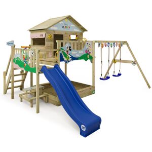 wickey Wooden climbing frame Disney Saga with swing set and slide, Garden playhouse with sandpit, climbing ladder & play-accessories - Mickey & Friends