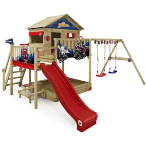 wickey Wooden climbing frame Disney Saga with swing set and slide, Garden playhouse with sandpit, climbing ladder & play-accessories - Spiderman - Spiderman