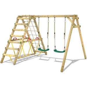 Wooden swing set Smart Hike with Climbing extension Children's swing - green - green - Wickey