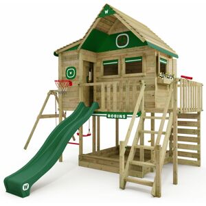 Wickey Wooden Tower Playhouse Smart GreenHouse with swing & slide, Treehouse with sandpit, climbing ladder & play accessories - green - green