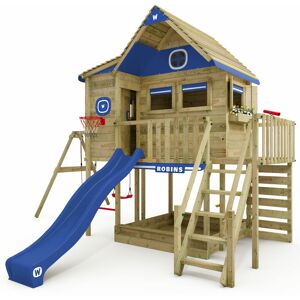 Wooden Tower Playhouse Smart GreenHouse with swing & slide, Treehouse with sandpit, climbing ladder & play accessories - blue - blue - Wickey