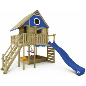 Wooden Tower Playhouse Smart LakeHouse with swing & slide, Treehouse with sandpit, climbing ladder & play accessories - blue - blue - Wickey