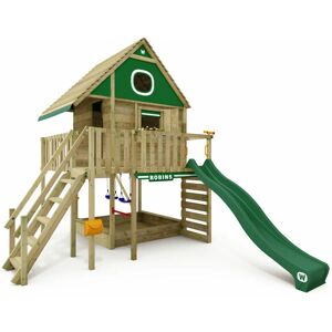 Wooden Tower Playhouse Smart LakeHouse with swing & slide, Treehouse with sandpit, climbing ladder & play accessories - green - green - Wickey