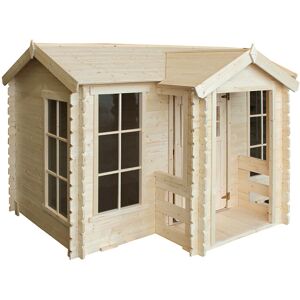 Timbela - Wooden Playhouse for Kids Outdoor, 19 mm planks - Fun Wendy House Outdoor Play - Garden Play House for Kids H151 x 241 x 187 cm / 2.63 m2