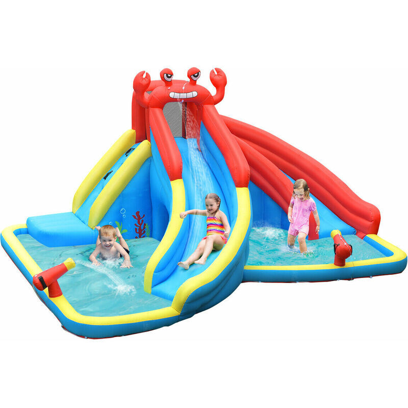 COSTWAY Inflatable Bounce House Kids Bouncy Castle Jump Water Park Slide Crab Playhouse