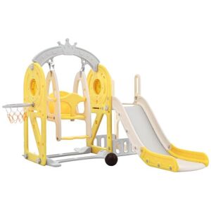 Dewdat - 5 in 1 Children's Slide and Climbing Toy, Children's Slide, Climbing, Storage, Swing, Basketball Hoop. Made of hdpe. With Cartoon Image.
