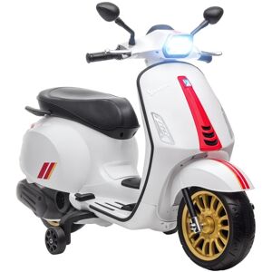 Aiyaplay - 12V Vespa Licensed Kids Electric Motorbike w/ Music, Headlights, fm Radio, for 3-6 Years White