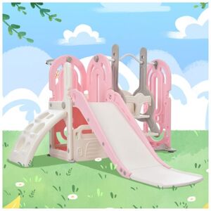 Dewdat - Children's Multi-Functional Slide with Swing, Slide, Basketball, Climbing, and Storage - 40.2'x 64.2'x 63.2' - Fun and Versatile Playset for