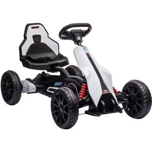 Homcom - 12V Electric Go Kart for Kids, Ride-On Racing Go Kart for 3-8 Years White