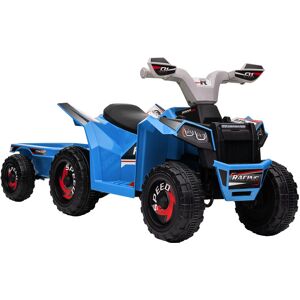 Homcom - Electric Quad Bike 6V Kids Ride On atv with Back Trailer for 18-36 Months Blue