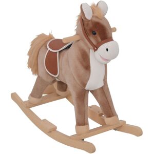 Homcom - Kids Rocking Horse Wooden Plush Age 3+ Children Ride On Toy Rocker Baby