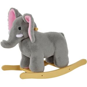 HOMCOM Ride on Elephant Rocker Children Rocking Horse Grey Nursery Rhymes Kids Toy Game
