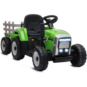 Homcom - Electric Ride on Tractor with Trailer 12V Kids Electric Car for 3-6 Years Green