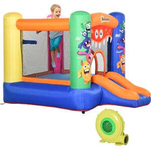 Outsunny Bouncy Castle with Slide Basket Trampoline Monster Design 2.5x1.8x1.75m