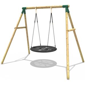 Rebo - Wooden Garden Swing Set with Large Round Net Swing Seat - Mercury Green