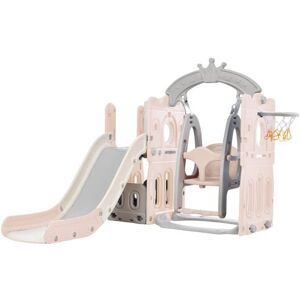Dewdat - Slide & Climbing Toys for Kids 5 in 1 Kids Slide Slide Climbing Storage Swing Basketball Frame Made of hdpe (Ocean Balls are not included)