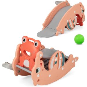 Costway - 3-in-1 Kids Slide Rocking Horse Set Convertible Toddler Slide with Basketball Hoop & Dolphin Patterns Costway - 3-in-1 Kids Slide Rocking Horse Set Convertible Toddler Slide with Basketball Hoop & Dolphin Patterns