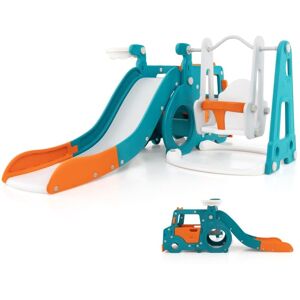 Costway - 5-in-1 Kids Slide and Swing Set Kids Slide Indoor Playset w/ Baby Swing Costway - 5-in-1 Kids Slide and Swing Set Kids Slide Indoor Playset w/ Baby Swing