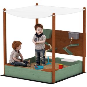 Aiyaplay - Wood Sandpit for Kids with Canopy for Garden, Beach, Green Aiyaplay - Wood Sandpit for Kids with Canopy for Garden, Beach, Green