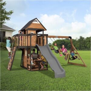 Backyard Discovery - Canyon Creek Wooden Climbing Frame with 2 x Swings, Web-Swing and 1 x Slide Backyard Discovery - Canyon Creek Wooden Climbing Frame with 2 x Swings, Web-Swing and 1 x Slide