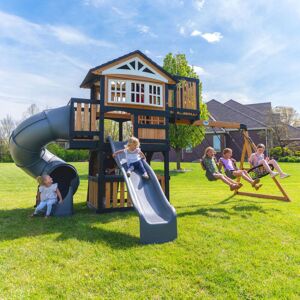 Backyard Discovery - Magnolia Falls Wooden Climbing Frame with 2 x Swings, Web Swing and 2 x Slides Backyard Discovery - Magnolia Falls Wooden Climbing Frame with 2 x Swings, Web Swing and 2 x Slides