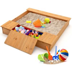 Costway - Covered Kids Sandbox Kids Wooden Sandbox Children Outdoor Children Play Station Costway - Covered Kids Sandbox Kids Wooden Sandbox Children Outdoor Children Play Station
